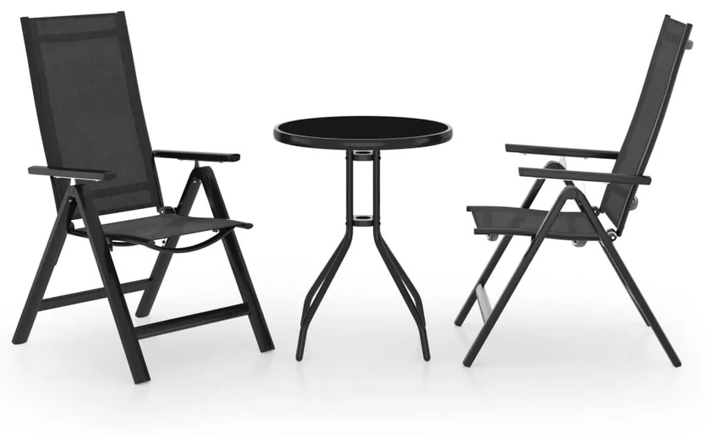 vidaXL 3 pcs conjunto de bistrô preto e antracite