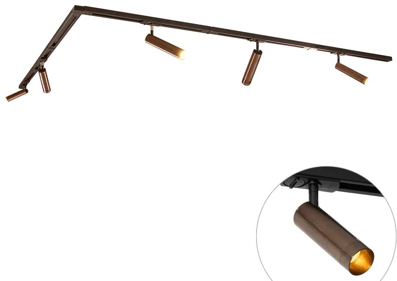 Sistema de iluminação de trilho moderno com 5 focos bronze escuro monofásico GU10 35mm - Iconic Jeana Luxe