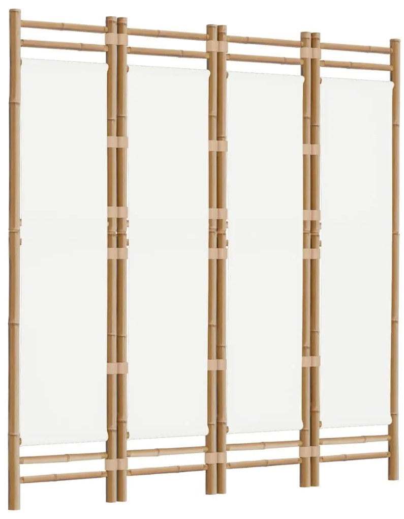 Biombo com 4 painéis dobráveis bambu e lona 160 cm
