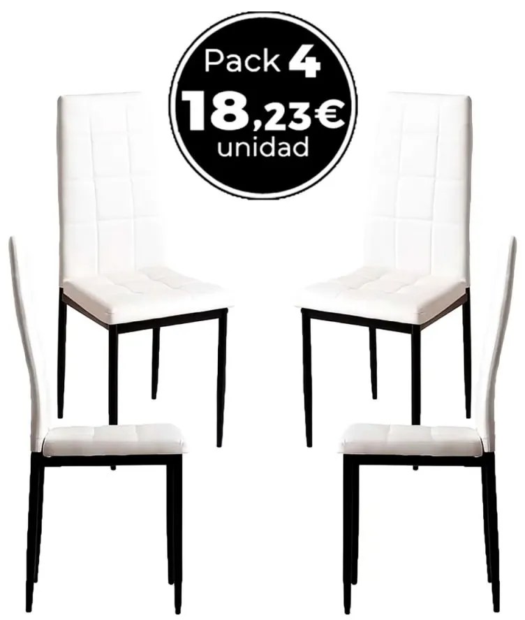 Pack 4 Cadeiras Lan Couro Sintético - Branco