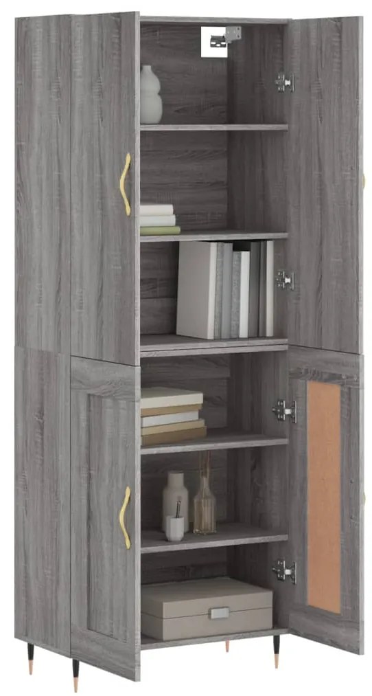 Armário alto 69,5x34x180 cm derivados de madeira sonoma cinza