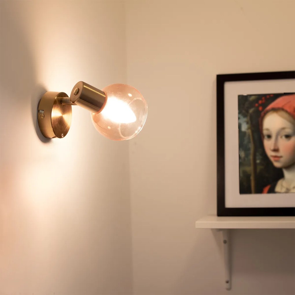 Foco inteligente dourado com vidro rosa incl. WiFi P45 - Vidro