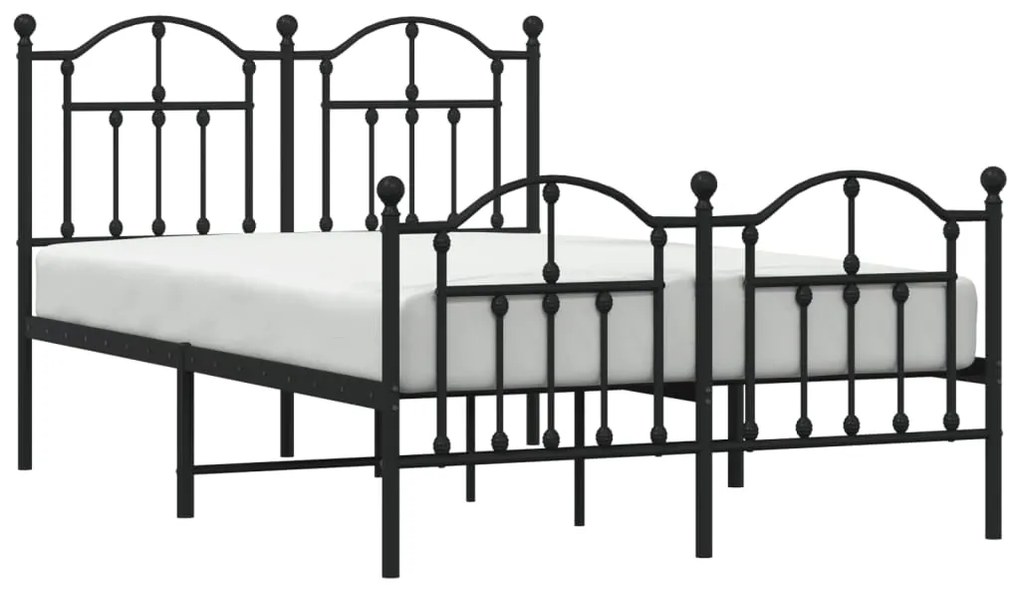 Estrutura de cama com cabeceira e pés 120x200 cm metal preto