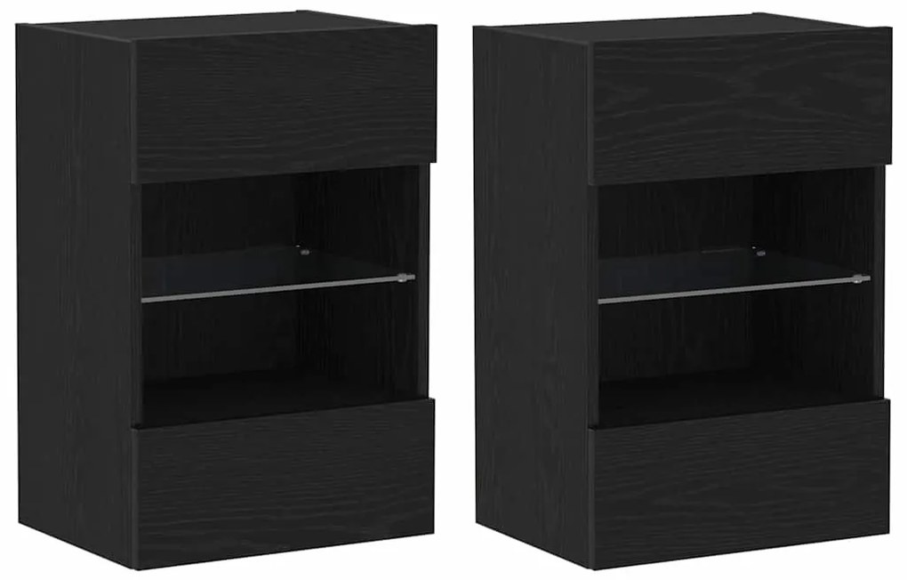 Cabinet de TV LED vidaXL 2 pcs Carvalho Preto 40x30x60,5cm cm Madeira