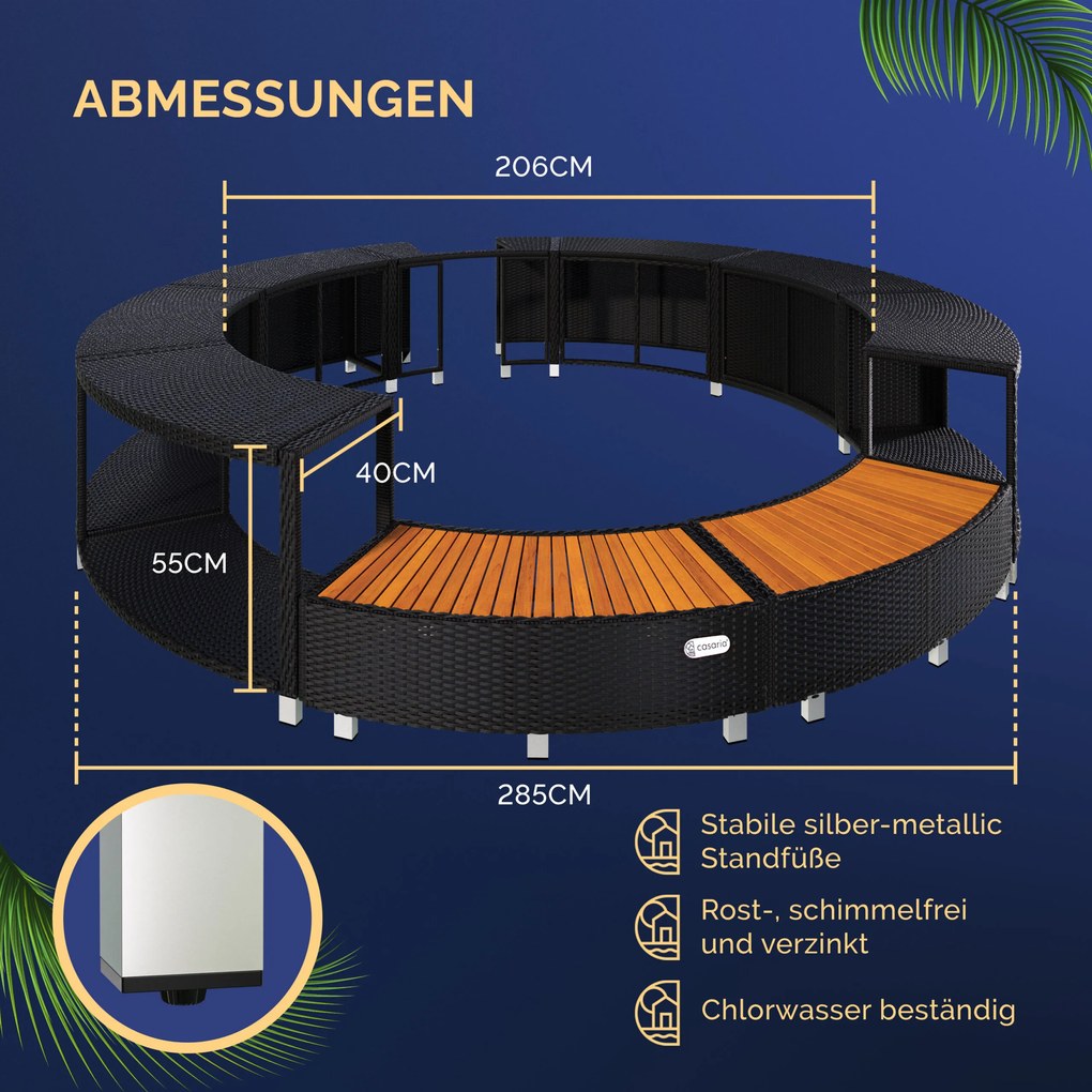 Estrutura de spa em Polyrattan para LAY-Z-SPA da Bestway Preto
