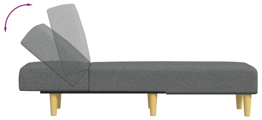 Chaise longue tecido cinzento-escuro