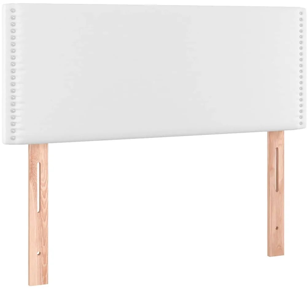 Cama box spring c/colchão/LED 120x190cm couro artificial branco