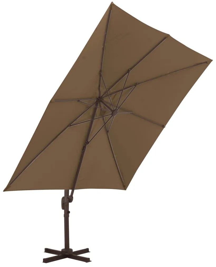 Guarda-sol de jardim com base portátil cinzento-acastanhado
