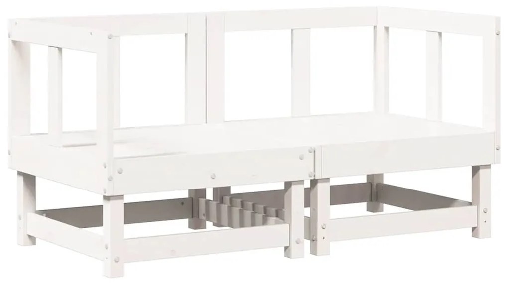 Sofás de canto com almofadões 2 pcs pinho maciço branco