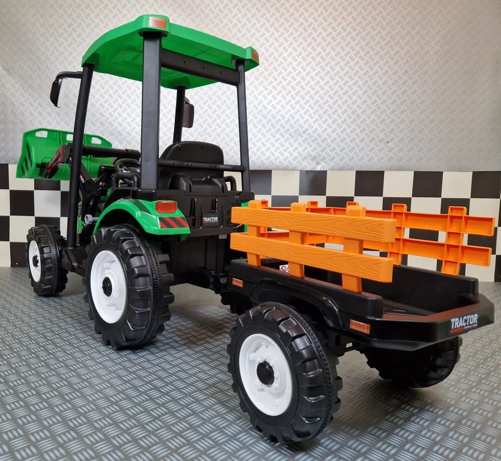Trator infantil para crianças 3 a 5 anos de 24V com reboque Verde