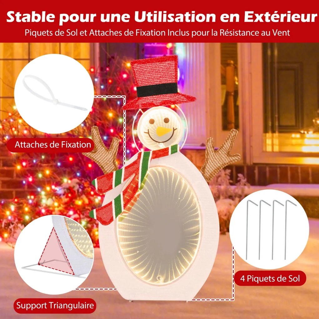 Arco de Natal pré-iluminado de 124" com tampa dourada, 300 luzes LED brancas quentes, braçadeiras e estacas incluídas