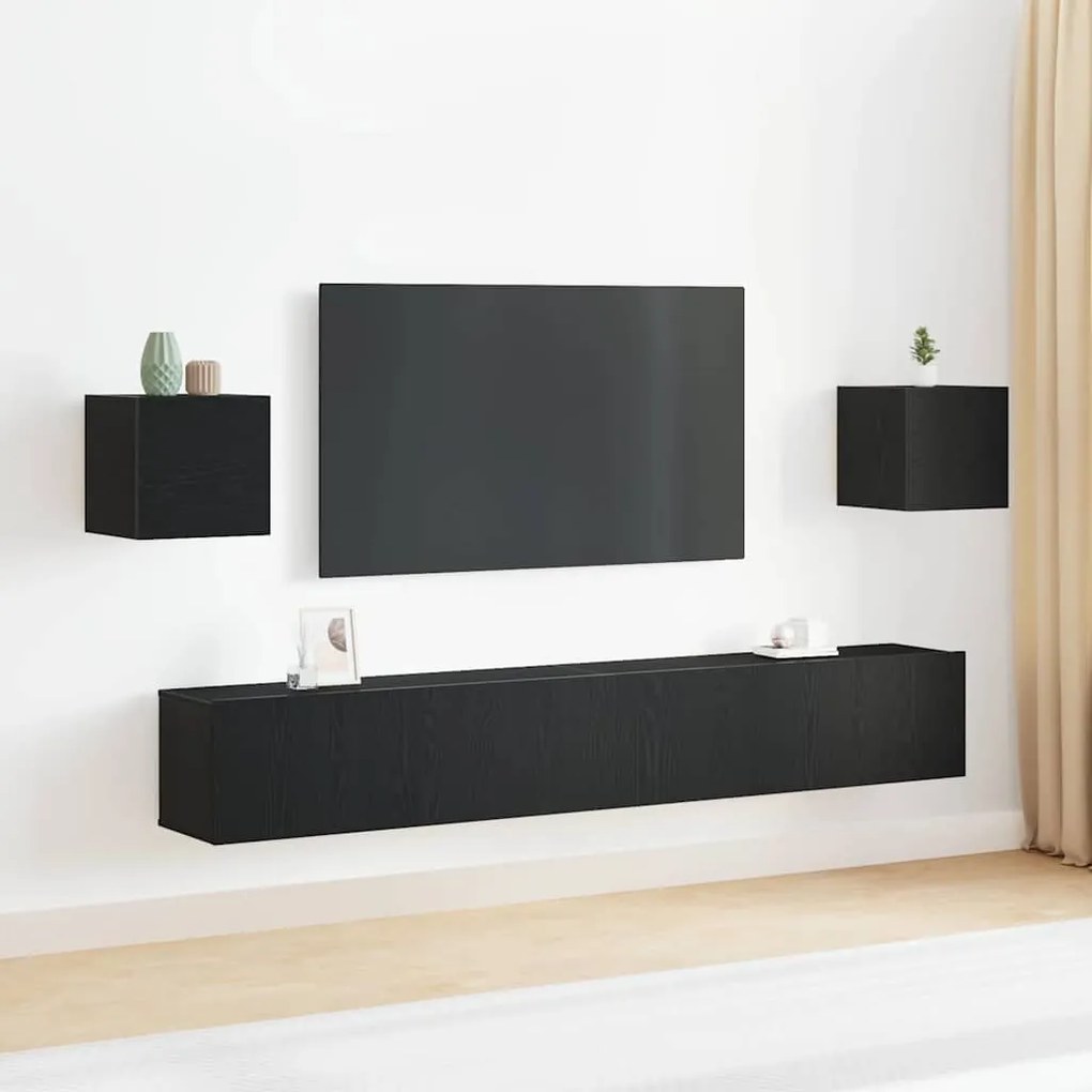 vidaXL Conjunto de móvel de TV 6 pcs Carvalho preto 200 x 30 x 30 cm