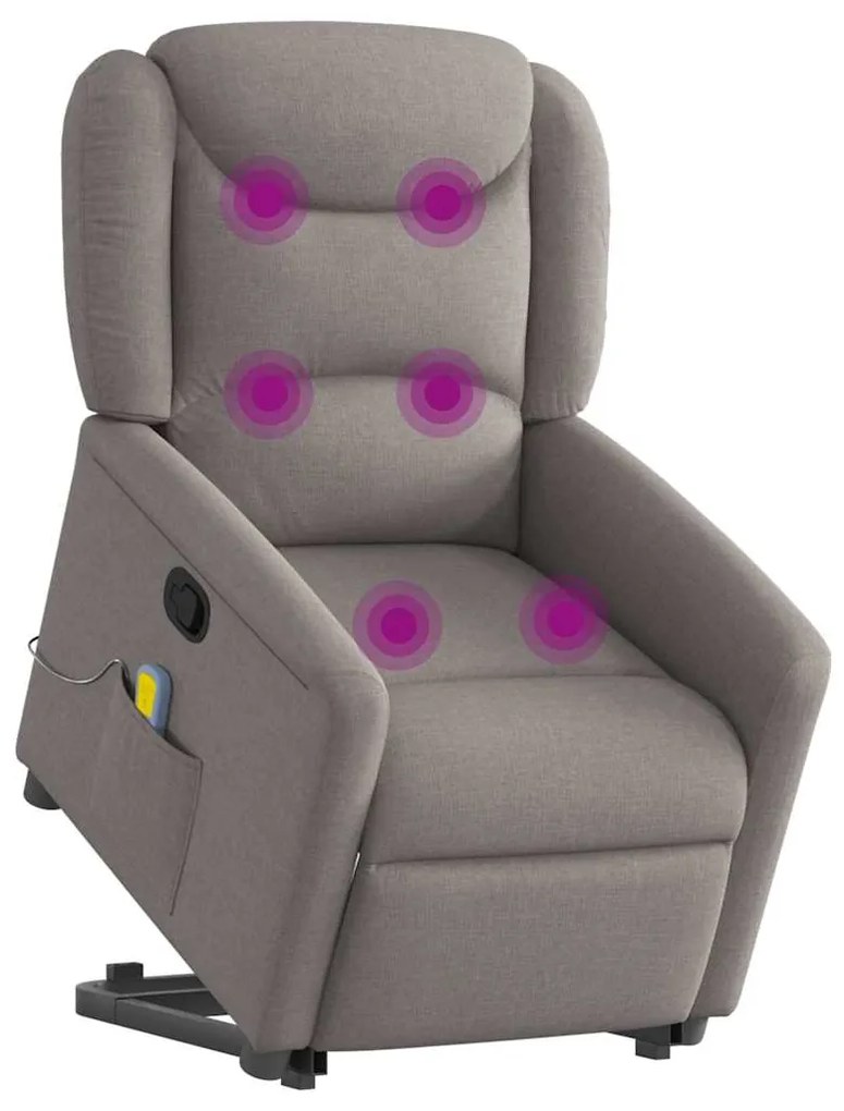 Poltrona elevatória de massagens tecido cinzento-acastanhado