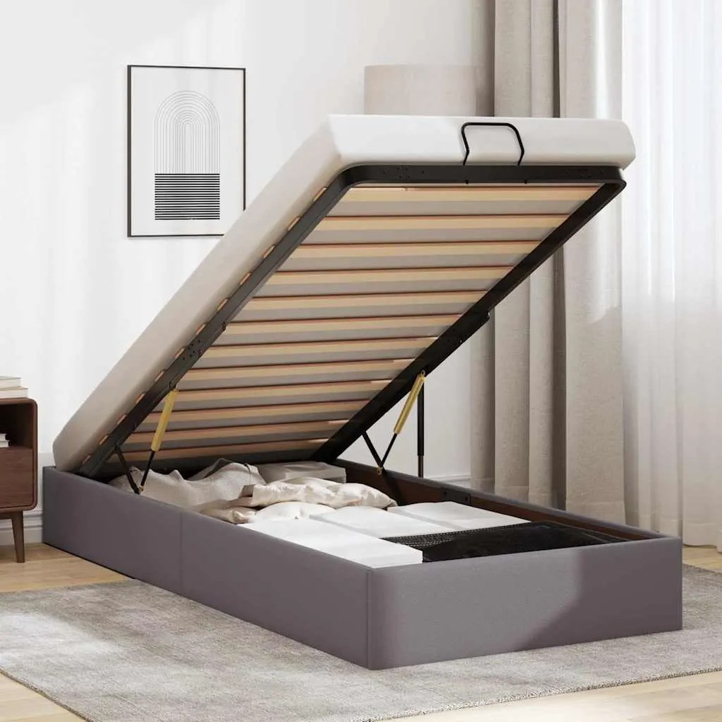 vidaXL Estrutura de cama otomana sem colchão 100x200 cm cinzento