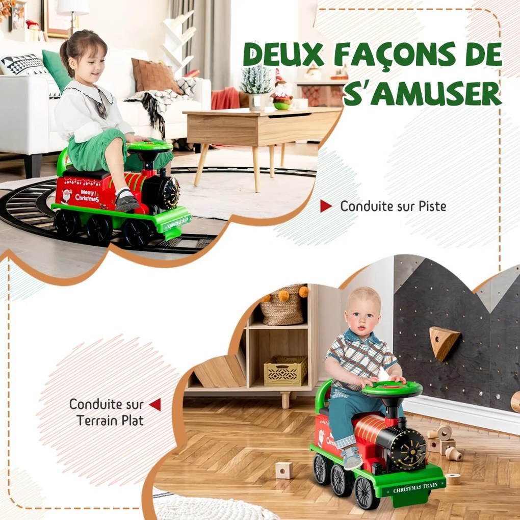 Locomotiva elétrica infantil 6V com trilhos, carro elétrico infantil com música, luzes e caixa, azul escuro