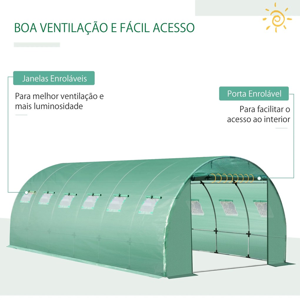 Outsunny Cobertura de Estufa de Túnel 6x3x2m Cobertura de Substituição