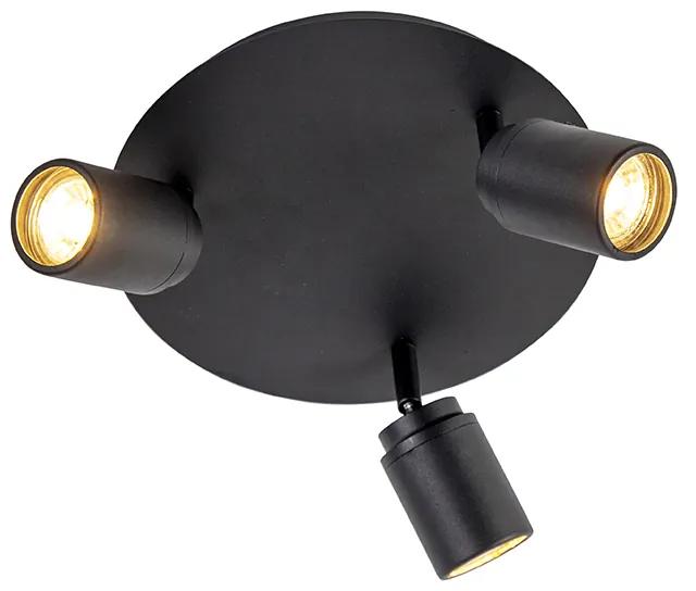 Ponto de banho moderno preto 3 luzes IP44 - Ducha Moderno