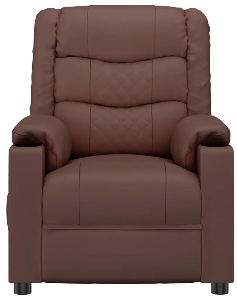 Poltrona reclinável elétrica couro artificial castanho