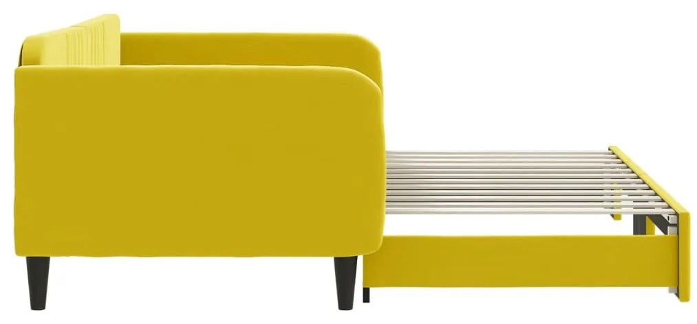 Sofá-cama com gavetão 100x200 cm veludo amarelo