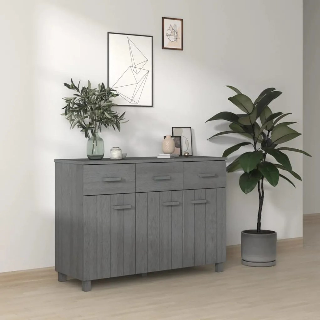 vidaXL Aparador HAMAR 113x40x80 cm pinho maciço cinza-escuro