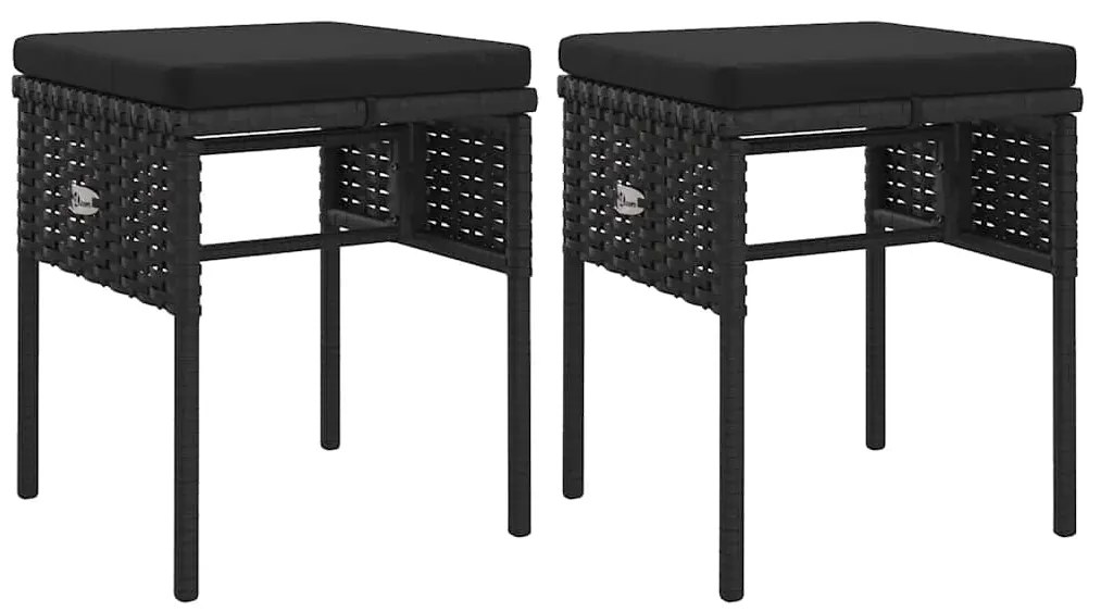 6 pcs conjunto lounge de jardim c/ almofadões vime PE preto