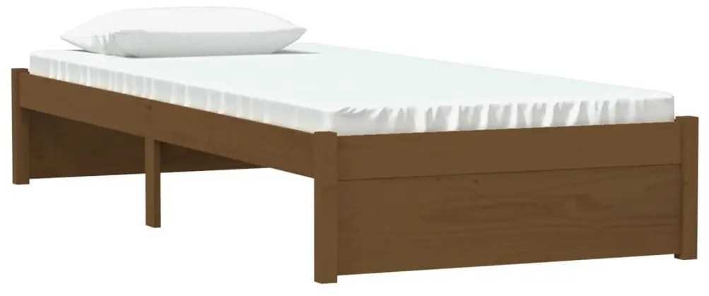 Estrutura cama pequena solteiro 75x190 cm madeira castanho mel