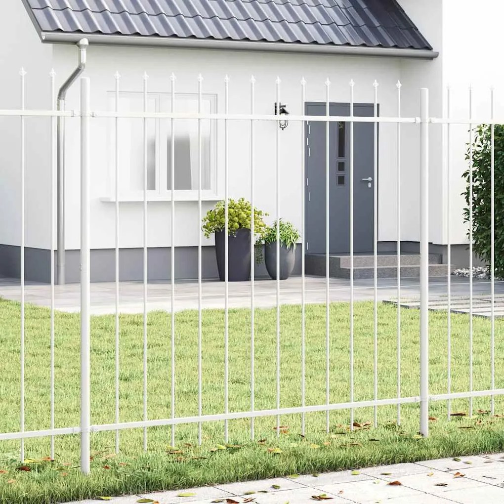 vidaXL Cerca de Jardim com Topo de Lança - Branca, 11,9 x 1,5 m, Aço