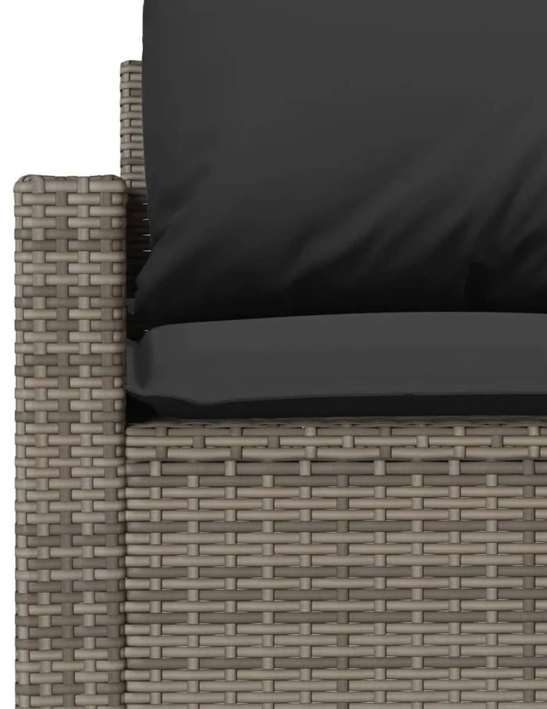 4 pcs conjunto sofás de jardim c/ almofadões vime PE cinzento