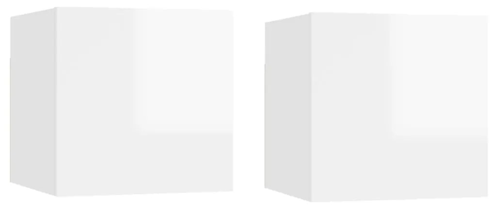 vidaXL Mesas de cabeceira 2pcs 30,5x30x30cm contrapl. branco brilhante