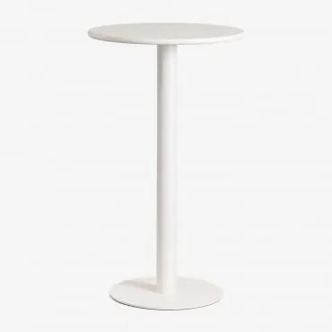 Mesa Alta De Jardim Redonda Ø60 Cm Em Ferro Mizzi Branco Glacial - Sklum