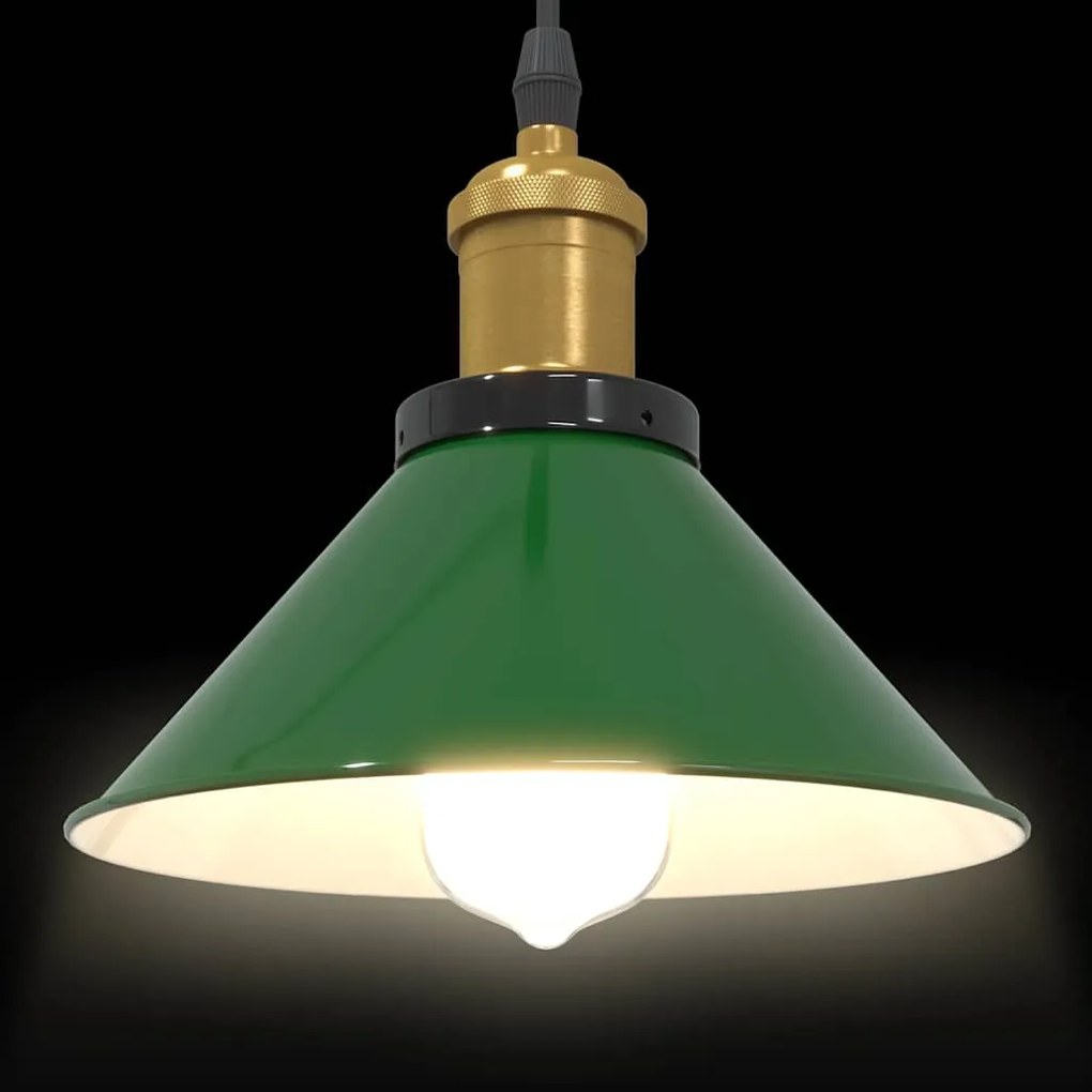 Candeeiro suspenso regulável altura E27 verde brilhante Ø22cm
