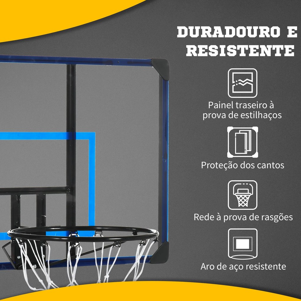 SPORTNOW Tabela de Basquetebol de Parede Cesta de Basquetebol para Ext