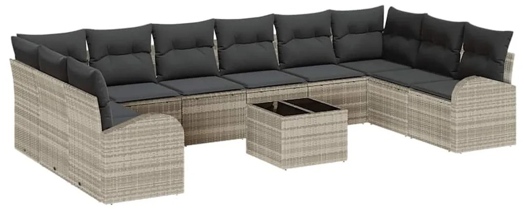 Conjunto de Sofá de Jardim com 11 Peças e Almofadas Cinza