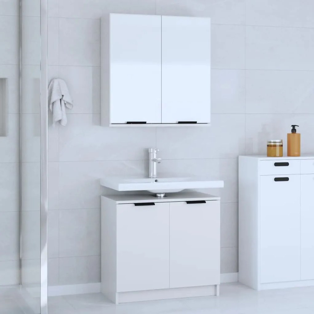 vidaXL Conj. de armários casa de banho 2pcs madeira processada branco