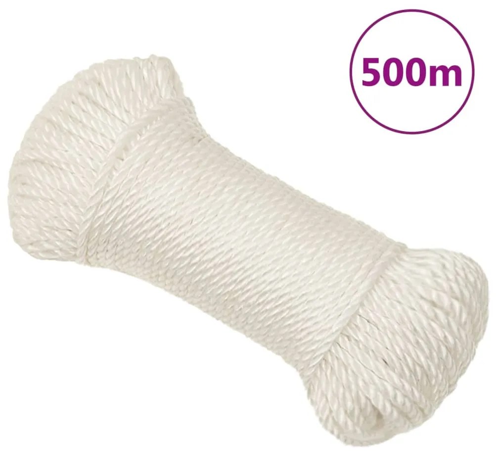 153044 vidaXL Corda de trabalho 6 mm 500 m polipropileno branco