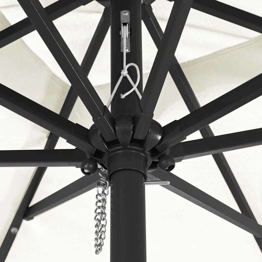 Parasol de Jardim Quadrado com Luzes LED 295x245 cm Areia Branca