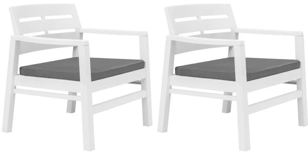 Conjunto lounge para jardim 3 pcs plástico branco