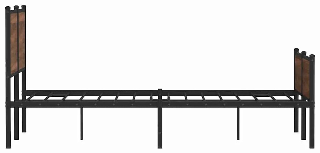 Estrutura de cama sem colchão 140x190cm metal carvalho castanho