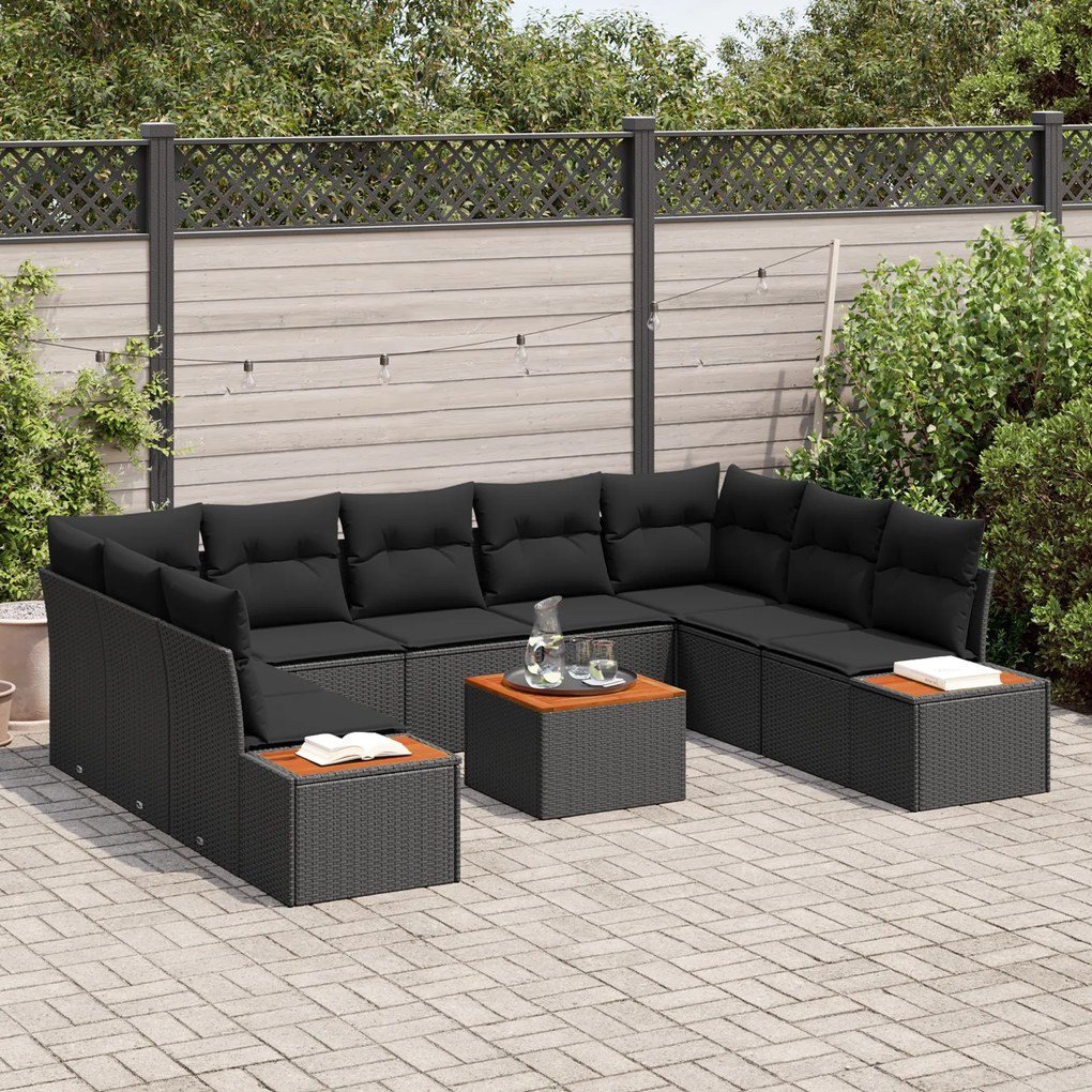 Conjunto de Sofá de Jardim com 10 peças e almofadas - Rattan Polipropi