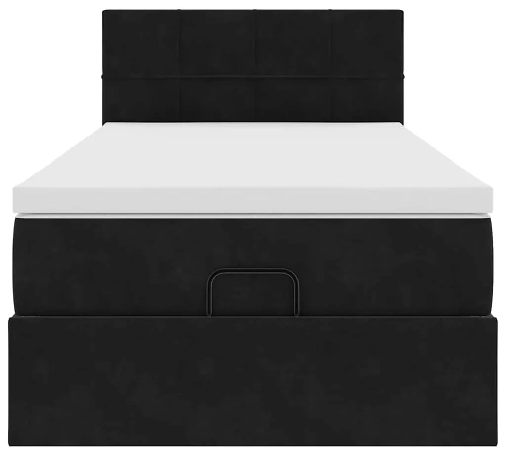 Estrutura de cama otomana vidaXL com colchão preto 100x200cm Veludo