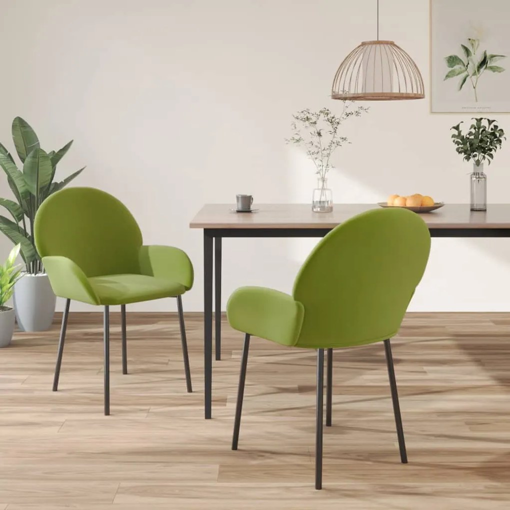 vidaXL Cadeiras de jantar 2 pcs veludo verde-claro