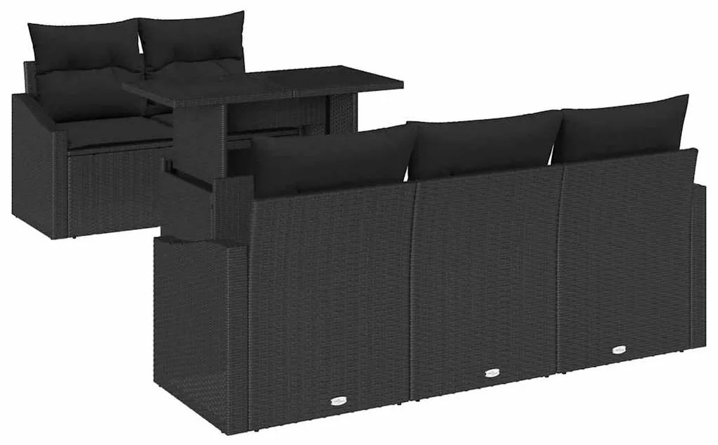 Conjunto de Sofá de Jardim de 6 Peças com Almofadas - Rattan Poly Pret
