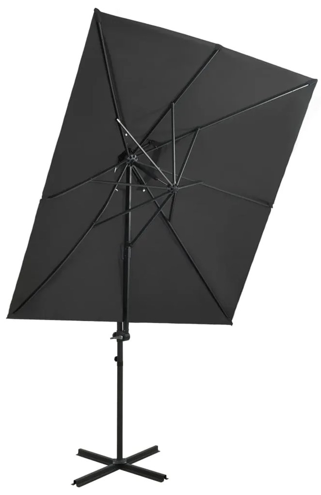 312362 vidaXL Guarda-sol cantilever toldo duplo 250x250 cm antracite