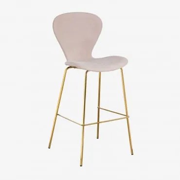 Pacote Com 4 Bancos Altos Uit ↑75 Cm & Dourado & Tecido Nudez Castanho Claro & Tela - Sklum