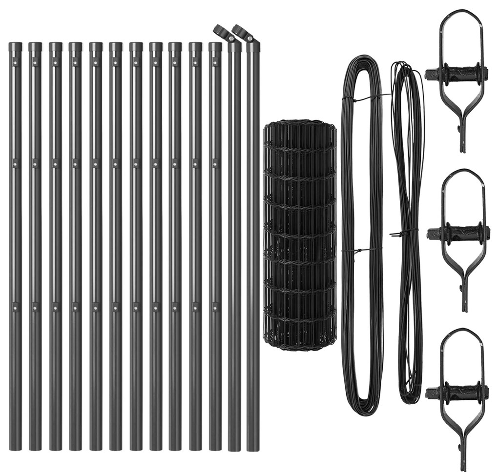 Cerca Europeia com 13 postas 0.6x25 m aço galvanizado cinza