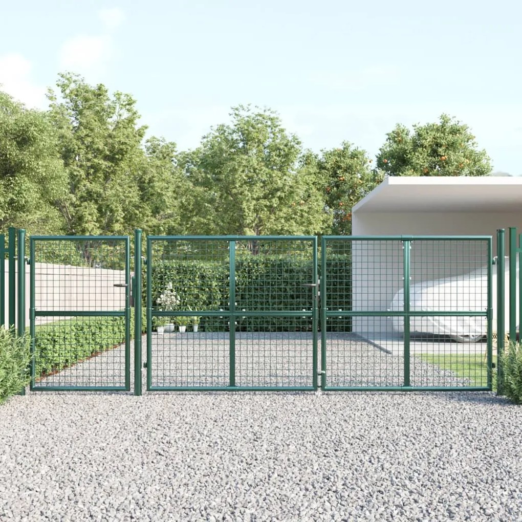 vidaXL Portão de jardim em tela verde 400x125 cm em aço galvanizado