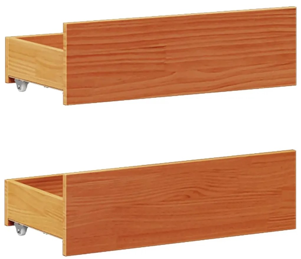 Cama sem colchão com cabeceira pinho maciço castanho-mel