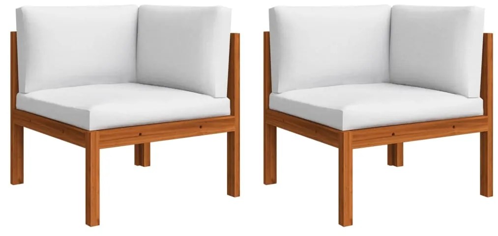 5 pcs conjunto lounge jardim c/ almofadões acácia maciça creme