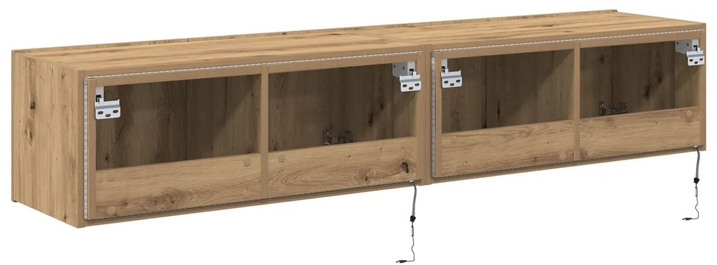Armários de TV vidaXL com luzes LED 2 pcs Carvalho Artesanal 80x35x31