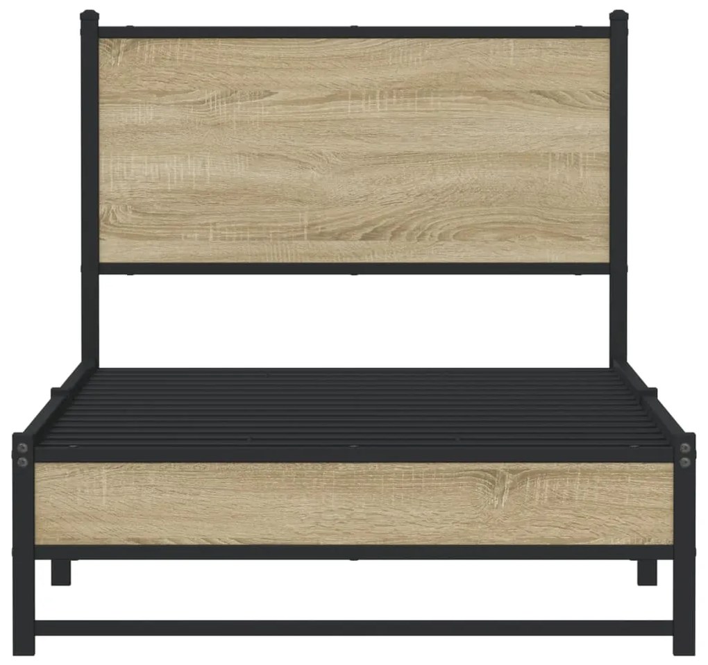 Estrutura de cama sem colchão 90x190 cm metal carvalho sonoma